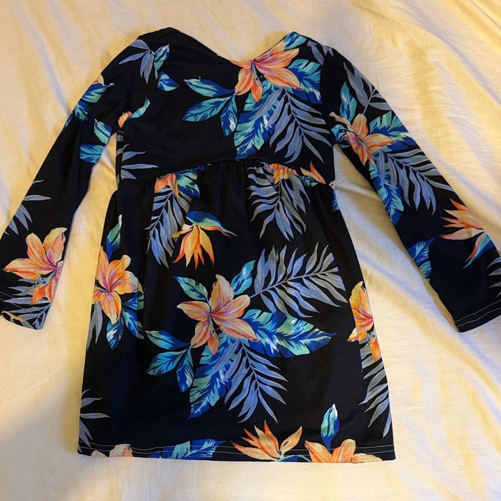 Floral Long Sleeve Kids Casual Dress